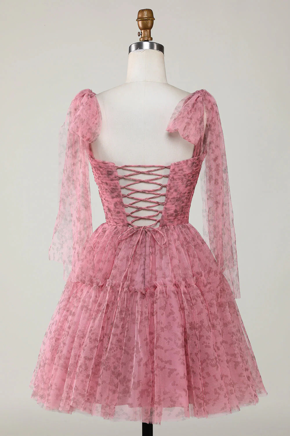 Printed A-Line Short Tulle Blush Homecoming Dress