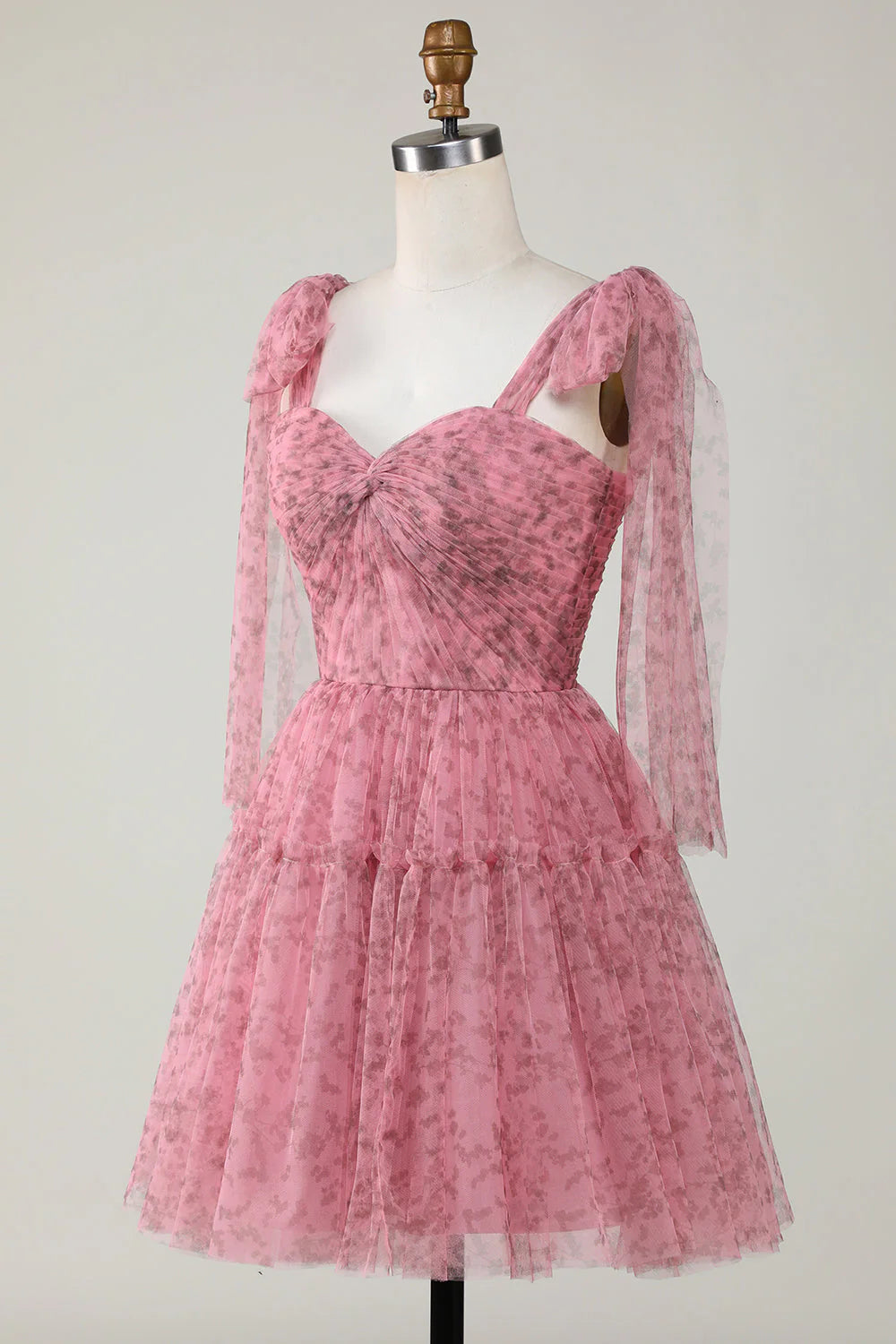 Printed A-Line Short Tulle Blush Homecoming Dress