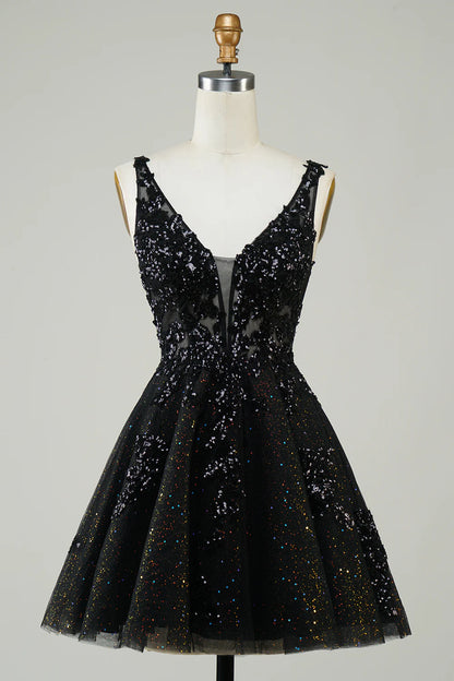 Cute Sparkly Homecoming Dress With Sequins Appliques