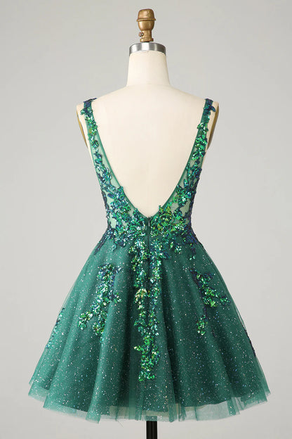 Cute Sparkly Homecoming Dress With Sequins Appliques