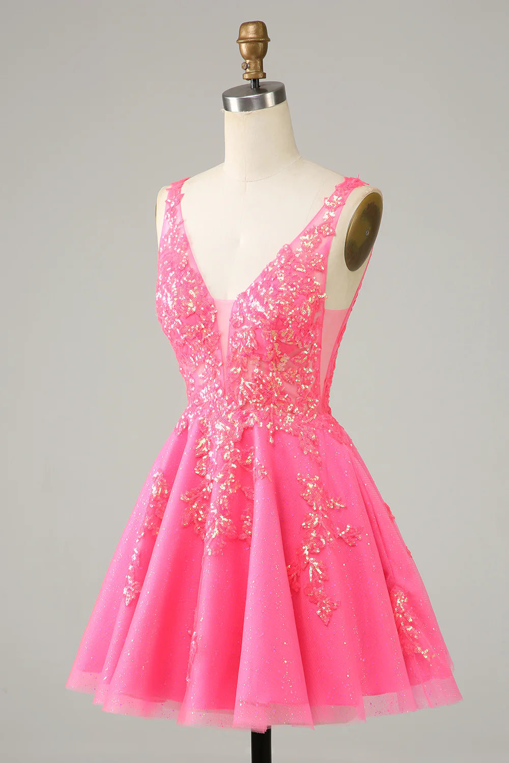 Cute Sparkly Homecoming Dress With Sequins Appliques