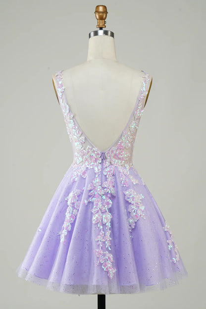 Cute Sparkly Homecoming Dress With Sequins Appliques