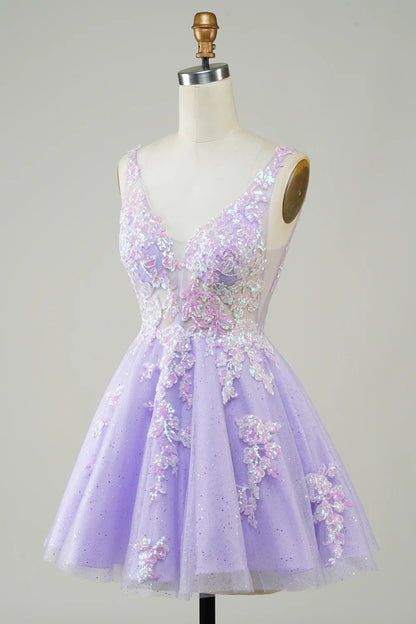 Cute Sparkly Homecoming Dress With Sequins Appliques