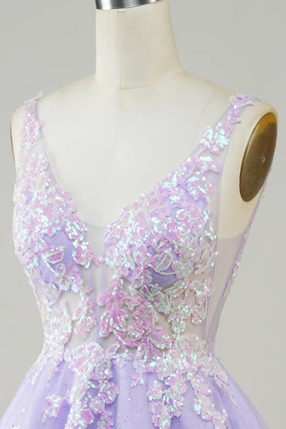 Cute Sparkly Homecoming Dress With Sequins Appliques