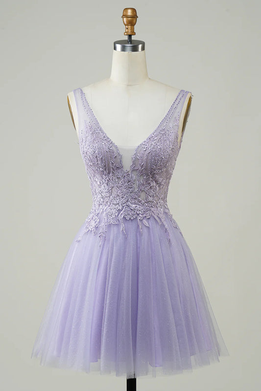 A Line Homecoming Dress With Appliques