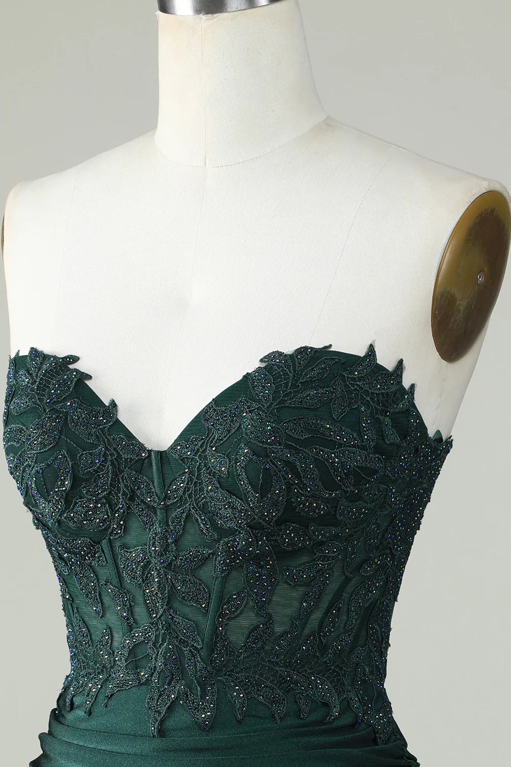 Strapless Corset Dark Green Homecoming Dress With Appliques