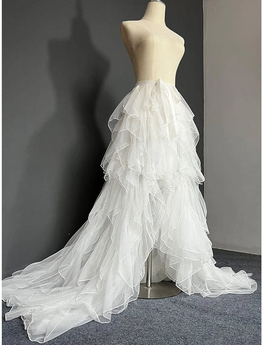 Casual Wedding Dresses A-Line Separates Separates Court Train Tulle OverSkirts Bridal Gowns With Solid Color