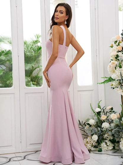 Ruffles One-Shoulder Sleeveless Floor-Length Bridesmaid Dresses