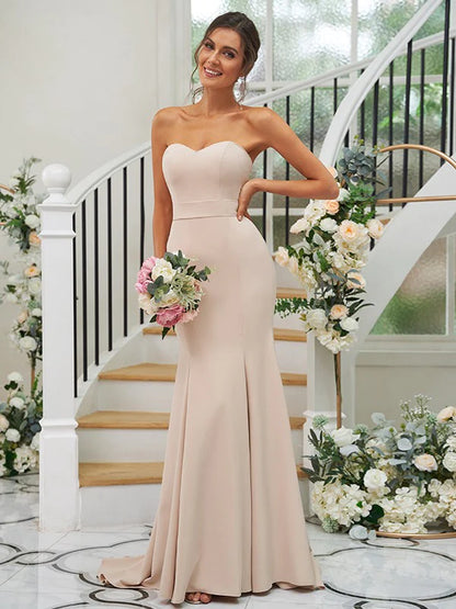 Ruffles Strapless Sleeveless Bridesmaid Dresses