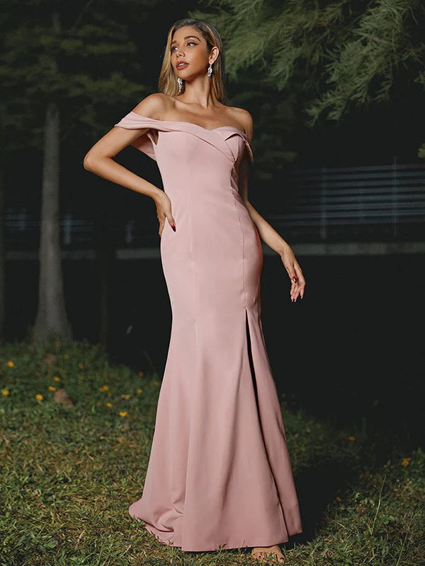 Ruffles Off-the-Shoulder Sleeveless Bridesmaid Dresses