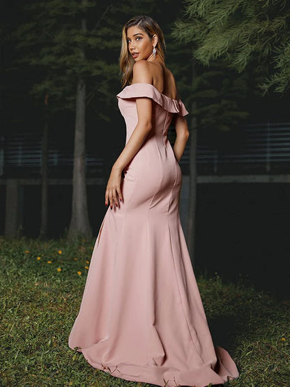 Ruffles Off-the-Shoulder Sleeveless Bridesmaid Dresses