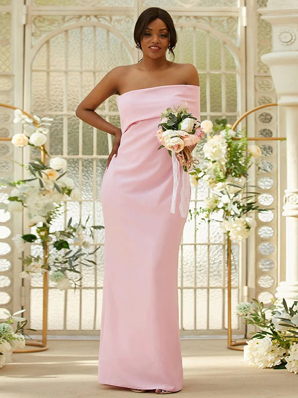 Ruched One-Shoulder Sleeveless Floor-Length Bridesmaid Dresses