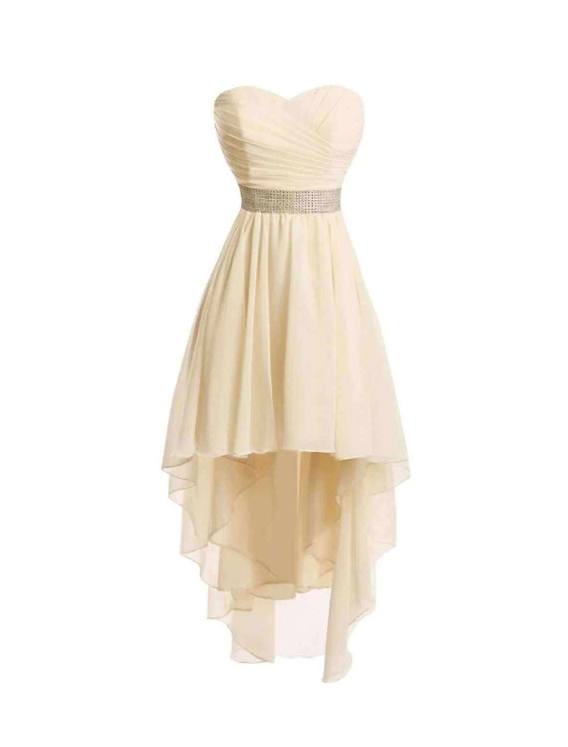 A-Line Homecoming Dresses Tiered Dress Party Wear Asymmetrical Sleeveless Strapless Chiffon with Ruched