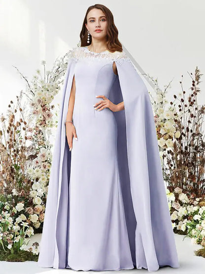 Two Piece Sheath / Column Evening Gown Luxurious Dress Party Wear Floor Length Sleeveless Jewel Neck Chiffon with Sleek