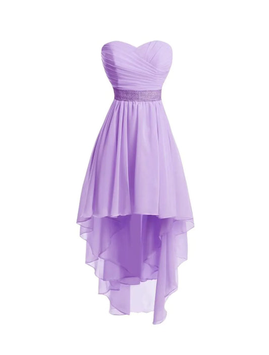 A-Line Homecoming Dresses Tiered Dress Party Wear Asymmetrical Sleeveless Strapless Chiffon with Ruched