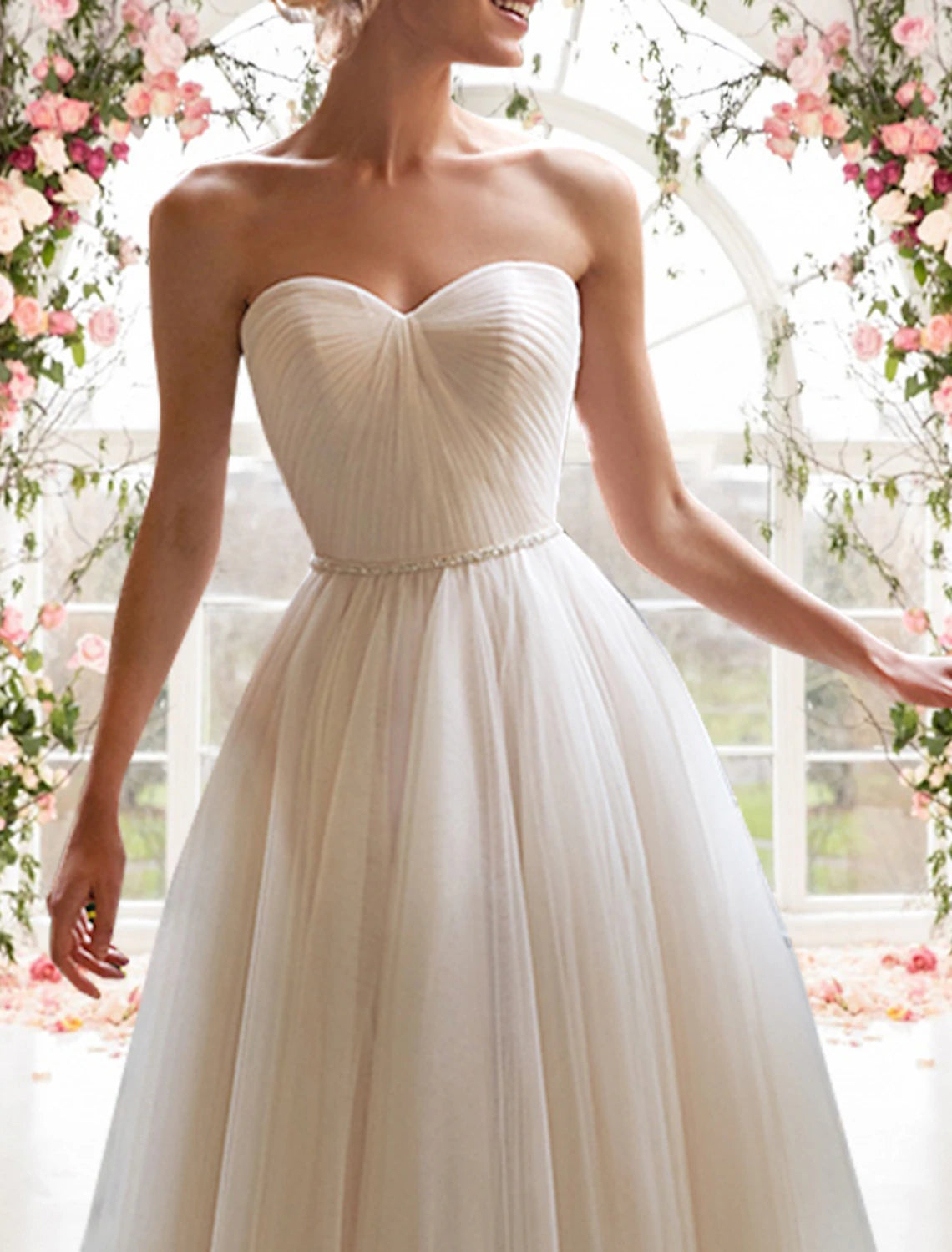 Reception Little White Dresses Wedding Dresses A-Line Sweetheart Strapless Tea Length Tulle Bridal Gowns