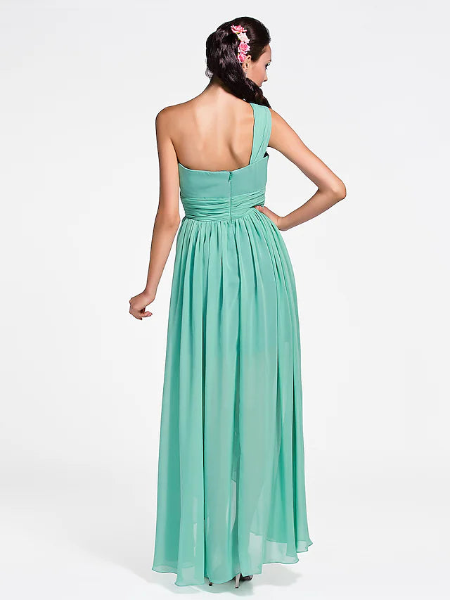 Bridesmaid Dress Sweetheart Sleeveless Open Back Ankle Length Chiffon with Ruched