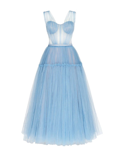 A-Line Prom Dresses Elegant Dress Wedding Guest Ankle Length Short Sleeve Off Shoulder Tulle with Pleats Pure Color