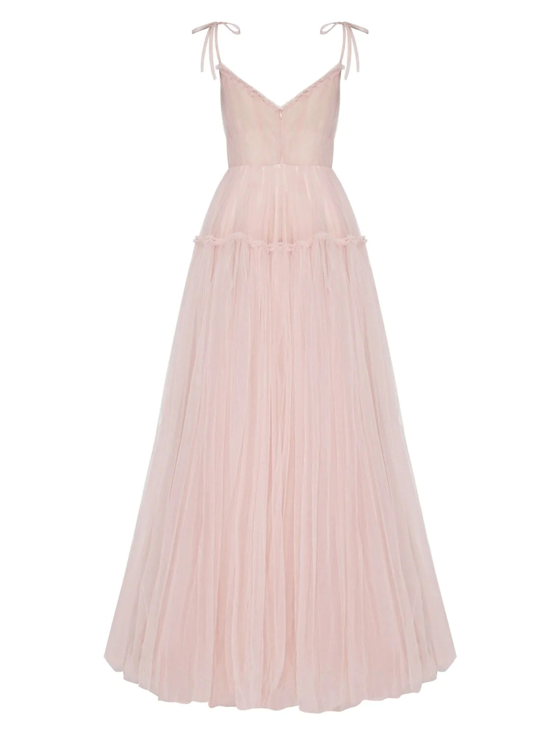 A-Line Prom Dresses Elegant Dress Wedding Guest Floor Length Sleeveless Spaghetti Strap Tulle with Pleats Ruffles