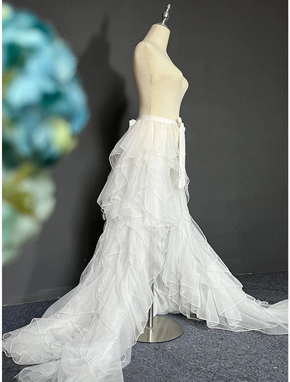 Casual Wedding Dresses A-Line Separates Separates Court Train Tulle OverSkirts Bridal Gowns With Solid Color