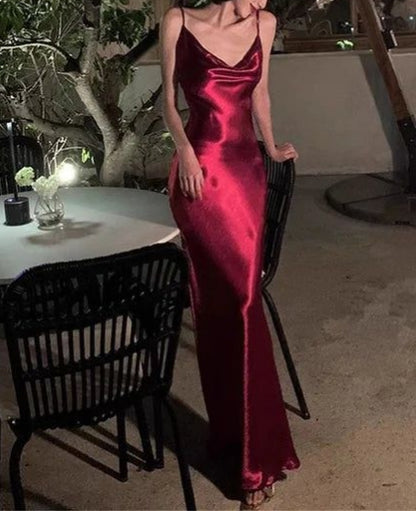 Sexy Spaghetti Straps Sleeveless Sheath Floor Length Prom Dress