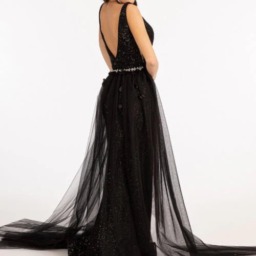 Sheath/Column V-Neck Sleeveless Floor-Length Long Prom Dresses