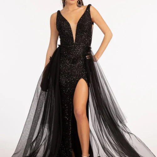 Sheath/Column V-Neck Sleeveless Floor-Length Long Prom Dresses