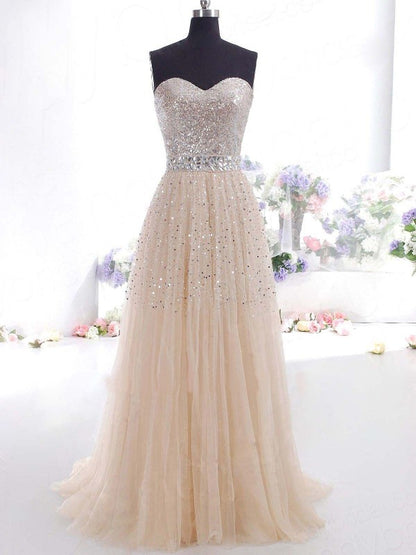 Sweetheart Tulle Sleeveless Sweep/Brush Train Dresses