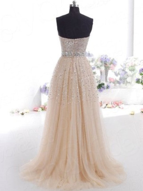 Sweetheart Tulle Sleeveless Sweep/Brush Train Dresses