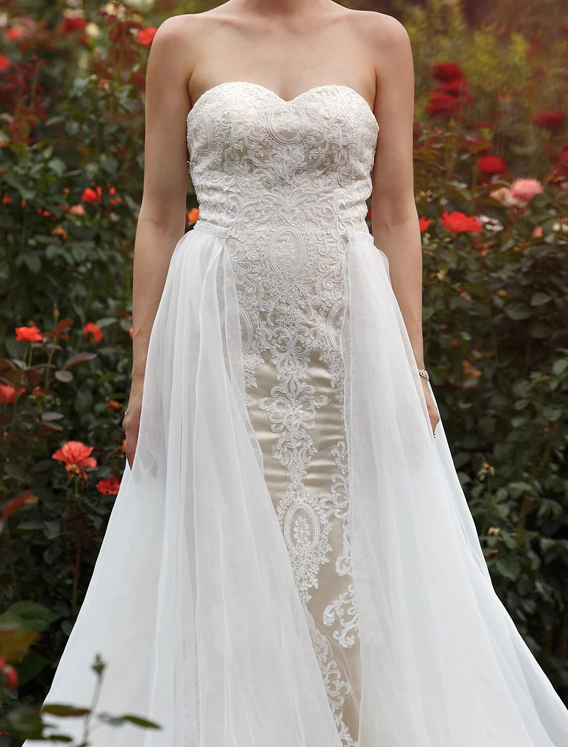 Hall Wedding Dresses Mermaid / Trumpet Sweetheart Strapless Court Train Lace Bridal Gowns With Beading Appliques