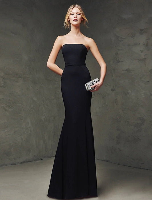 Evening Dress Strapless Sleeveless Sweep / Brush Train Polyester with