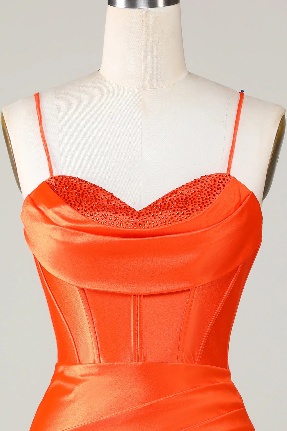 Orange Sparkly Beaded Corset Tight Short Homecoming Dress