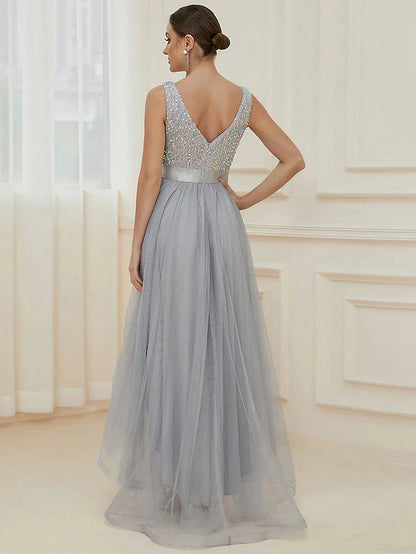 A-Line Bridesmaid Dress Sleevelesst Asymmetrical Sequined